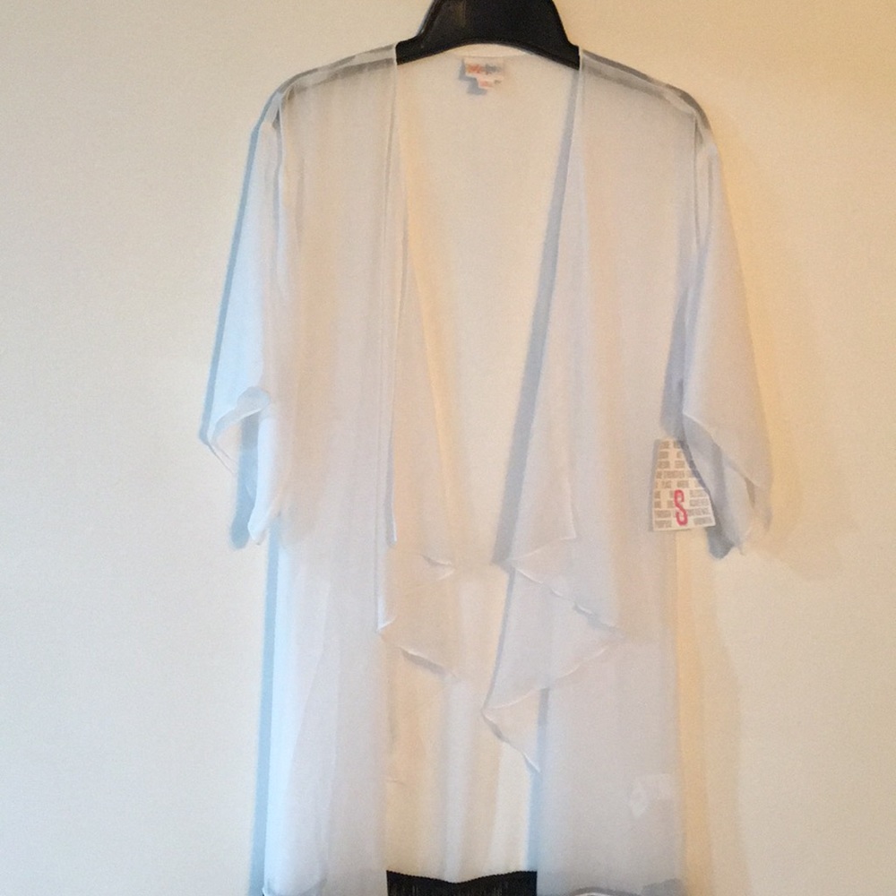 LuluRoe long white shawl with black fringe